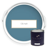 Two tins of 126 mph blue grey eco paint from Victory Colours