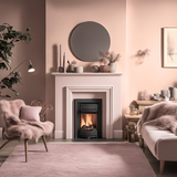 Plastered soft pink eco paint, colour French pink living room AI image 