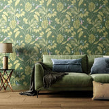 OHPOPSI Laid Bare Wallpaper Hummingbird Colourway Forest Lifestyle Image