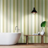 OHPOPSI Laid Bare Wallpaper Multi Stripe Colourway Pistachio Mix Lifestyle Image