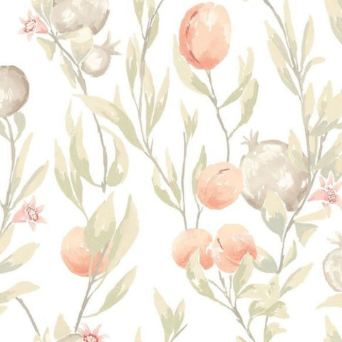 OHPOPSI Laid Bare Wallpaper Pomegranate Trail Colourway Blossom Tile Image