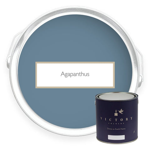 Two tins of Agapanthus blue eco paint from Victory Colours