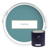 Two tins of Alula Blue soft blue eco paint from Victory Colours