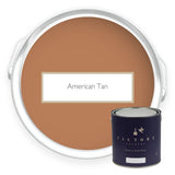 Two tins of American Tan warm brown eco paint from Victory Colours