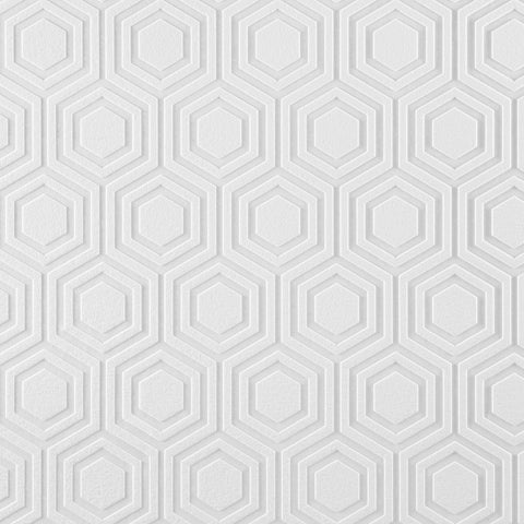 Flat swatch of Anaglypta Hive RD5671 paintable textured vinyl wallpaper, showing the honeycomb hexagon repeat - Tile Image