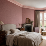 Paintable textured wallpaper in a bedroom, Derby RD124, painted in Pompeii