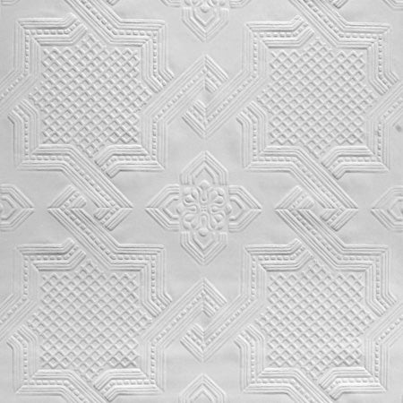 Flat swatch of Anaglypta Supaglypta Seymour RD0655 paintable textured wallpaper, showing the geometric repeat - Tile Image