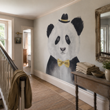 Charcoal wall mural in a landing, Cuddly Panda by WallArt, with joinery painted in Dorothy's Slippers