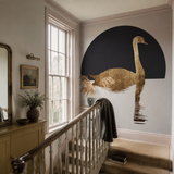 Yellow wall mural in a stairwell, Kubstika: Golden Swan Lake 5531 by WallArt, with joinery painted in Meadow Lilly