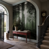 Yellow wall mural in a hallway, Sun Rays 5181 by WallArt, with joinery painted in Poppy