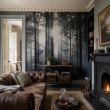 Yellow wall mural in a snug, Sunshine in the Woods 5533 by WallArt, with joinery painted in Blueberry Tart