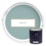 Two tins of Aquarium deep duck egg blue eco paint from Victory Colours
