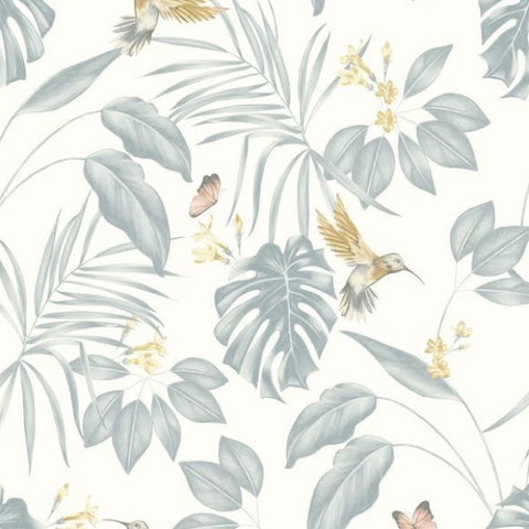 OHPOPSI Laid Bare Wallpaper Hummingbird Colourway Wedgewood Tile Image