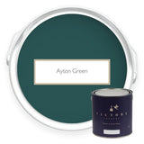 Two tins of Ayton Green deep green eco paint from Victory Colours