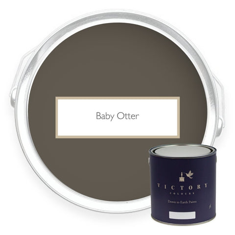 Two tins of Baby Otter dark brown eco paint from Victory Colours
