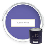 Two tins of Bluebell Wood deep lilac eco paint from Victory Colours