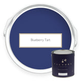 Two tins of Blueberry Tart deep purple eco paint from Victory Colours