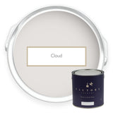 Two tins of Cloud warm grey eco paint from Victory Colours