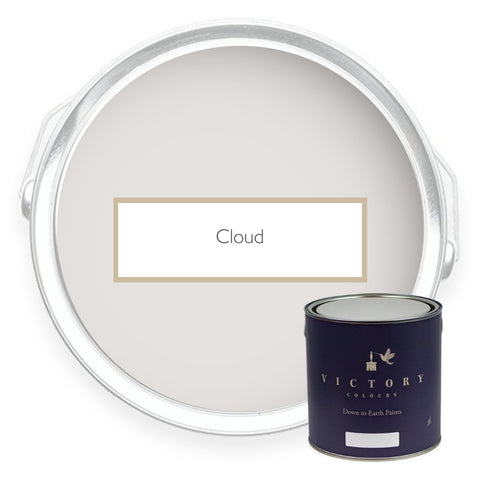 Two tins of Cloud warm grey eco paint from Victory Colours