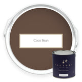 Two tins of Coco Bean deep brown eco paint from Victory Colours