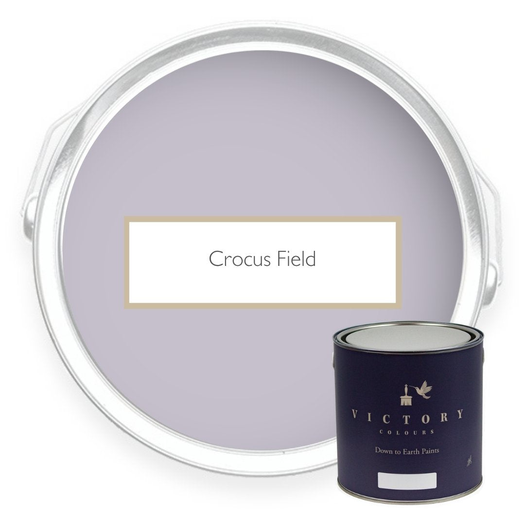 Two tins of Crocus Field lilac eco paint from Victory Colours