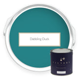 Two tins of Dabbling Duck teal eco paint from Victory Colours