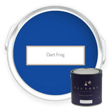 Two tins of Dart Frog vivid blue eco paint from Victory Colours