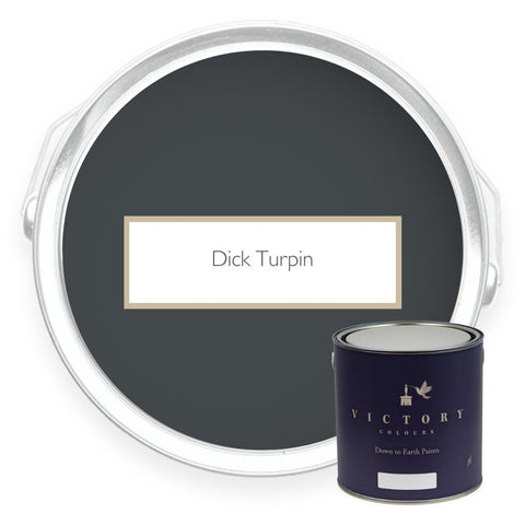 Two tins of Dick Turpin charcoal grey eco paint from Victory Colours