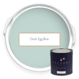 Two tins of Duck Egg Blue soft blue eco paint from Victory Colours
