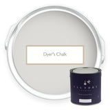 Two tins of Dyer's Chalk light grey eco paint from Victory Colours