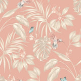 OHPOPSI Laid Bare Wallpaper Hummingbird Colourway Rosewood Tile Image
