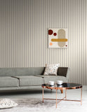 Simply Stripes Ticking Stripe Elephant wallpaper by Ohpopsi shown on a full wall