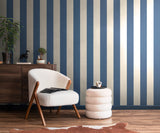 Simply Stripes Wide Stripe Ink wallpaper by Ohpopsi shown on a full wall