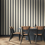 Simply Stripes Bloc Stripe Onyx wallpaper by Ohpopsi shown on a full wall