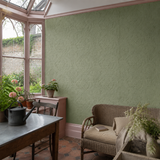 Paintable textured wallpaper in a garden room, High Tradition RD80027, painted in Meadow Lilly