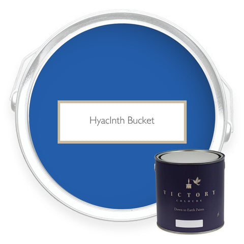 Two tins of Hyacinth Bucket deep blue eco paint from Victory Colours