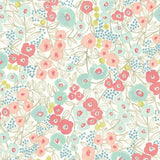OHPOPSI Wallpaper Flora Colourway Coral & Sky Tile Image