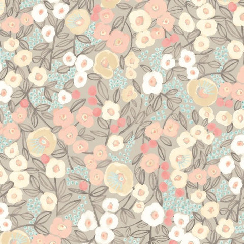 OHPOPSI Wallpaper Flora Ditsy Colourway Peach & Dove Close Up Image