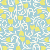 OHPOPSI Wallpaper Tiny Tulip Colourway Lime & Sky Close Up Image