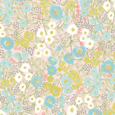 OHPOPSI Wallpaper Flora Colourways Blush & Lime Close Up Image