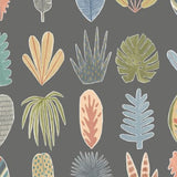 OHPOPSI Wallpaper Leaf Boogie Colourway Charcoal Mix Tile Image