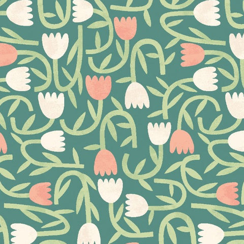 OHPOPSI Wallpaper Tiny Tulip Colourway Forest Close Up Image