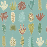 OHPOPSI Wallpaper Leaf Boogie Colourway Seafoam Close Up Image
