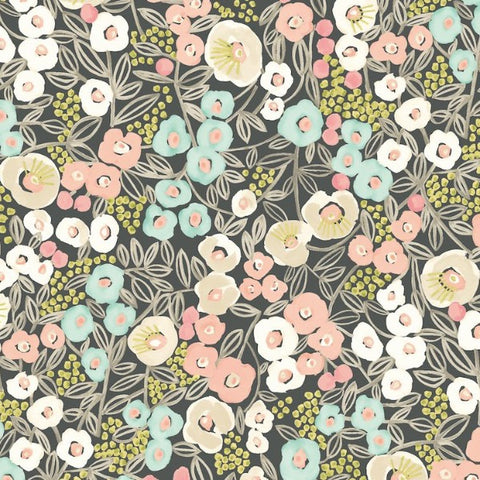 OHPOPSI Wallpaper Flora Colourway Midnight Blush Close Up Image