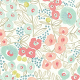 OHPOPSI Wallpaper Flora Colourway Coral & Sky Close Up Image