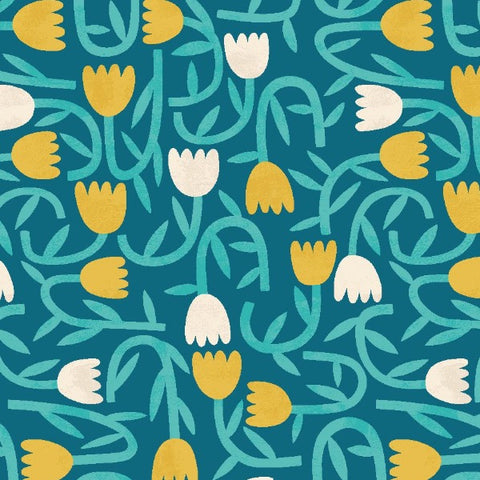 OHPOPSI Wallpaper Tiny Tulip Colourway Azure Close Up Image