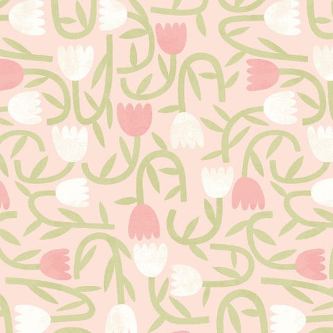 OHPOPSI Wallpaper Tiny Tulip Colourway Blush Close Up Image