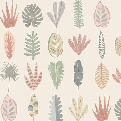 OHPOPSI Wallpaper Leaf Boogie Colourway Linen Close Up Image