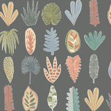 OHPOPSI Wallpaper Leaf Boogie Colourway Charcoal Mix Close Up Image