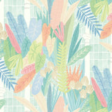 OHPOPSI Wallpaper Glasshouse Colourway Coral & Mint Close Up Image
